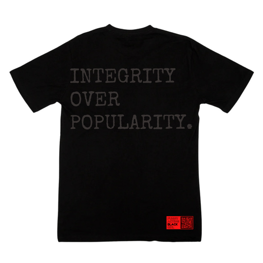 Integrity Over Popularity : Short Sleeve T-Shirt (Black on Black)